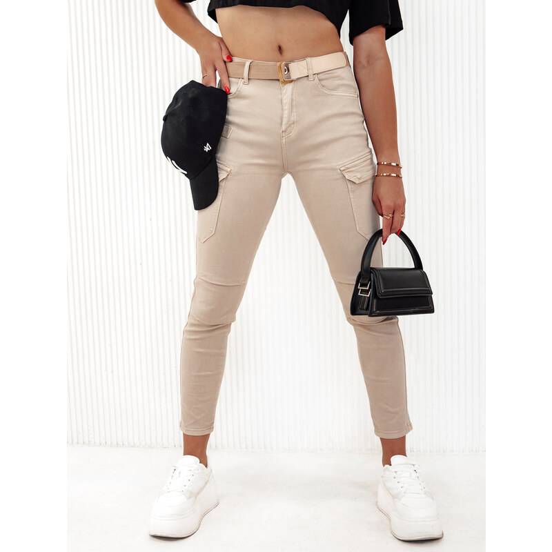 BASIC Béžové dámske nohavice LOVFASHION UY2115 56217612