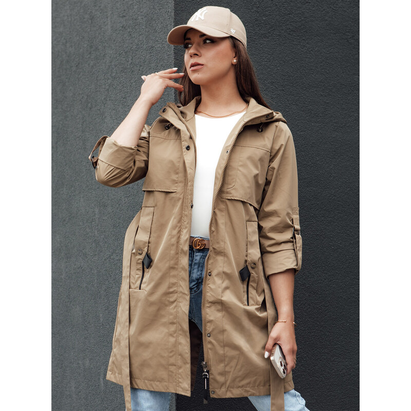 BASIC Tmavobéžová dámska dlhá parka MODERNS TY4389 57675105