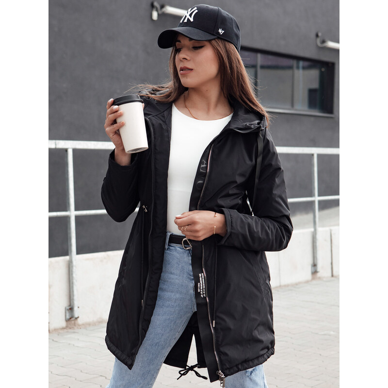 BASIC Dámska čierna dlhá prechodná bunda URBANJOY TY4385 57725734
