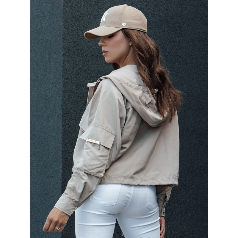 BASIC Dámska krémová prechodná bunda s kapucňou BUNOL TY4468 57736326