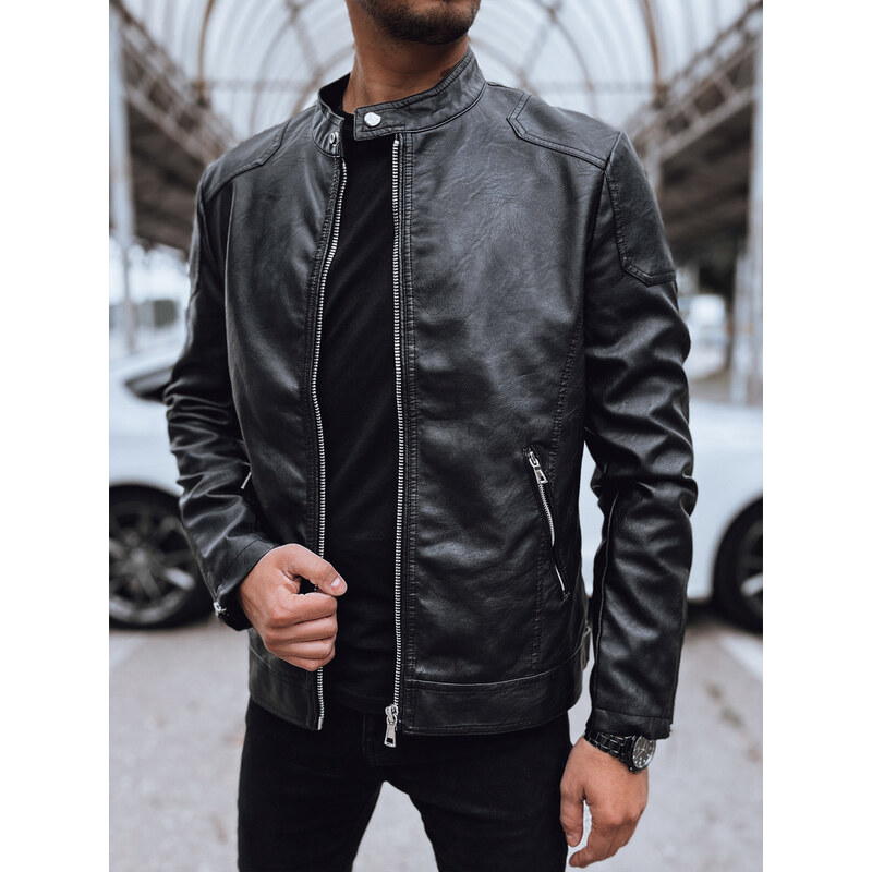 BASIC Pánska čierna koženková bunda TX4717 58256915