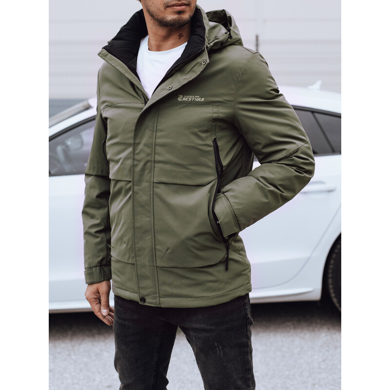 BASIC Pánska tmavozelená zimná bunda s kapucňou TX4909 58359632