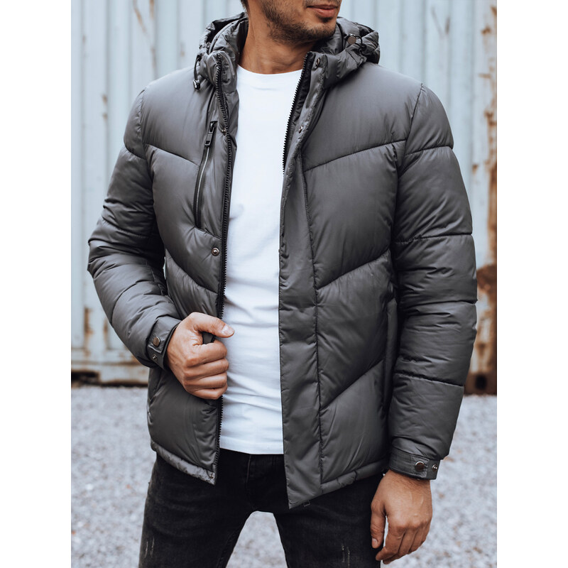 BASIC Pánska tmavosivá zimná bunda s odopínacou kapucňou TX4834 58456613