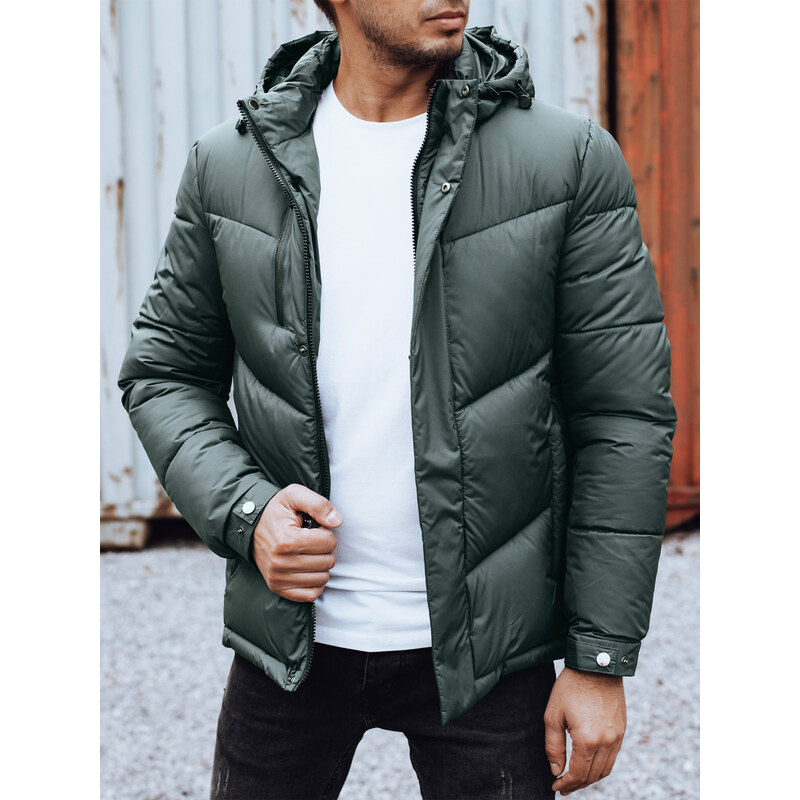 BASIC Pánska tmavozelená zimná bunda s odopínacou kapucňou TX4832 58456614