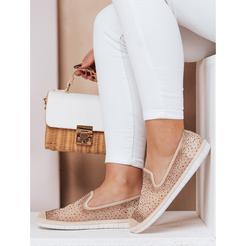 BASIC Zlaté espadrilky s kamienkami ZY0061 23562867