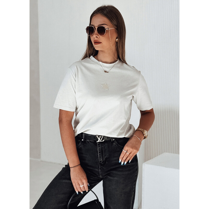 BASIC Biele dámske tričko s aplikáciou v tvare hviezdy RY2559 62578967