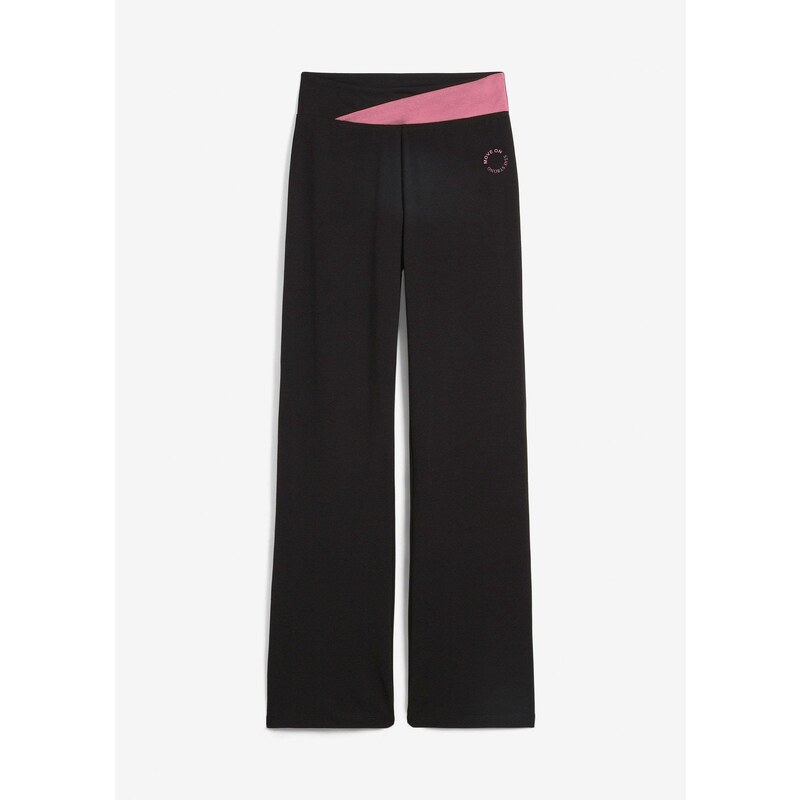 bonprix Športové nohavice z bavlny, rozšírené, farba čierna 44731704