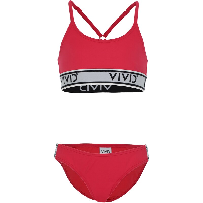 VIVID Jednodielne plavky sivá / červená / čierna melírovaná 62584080