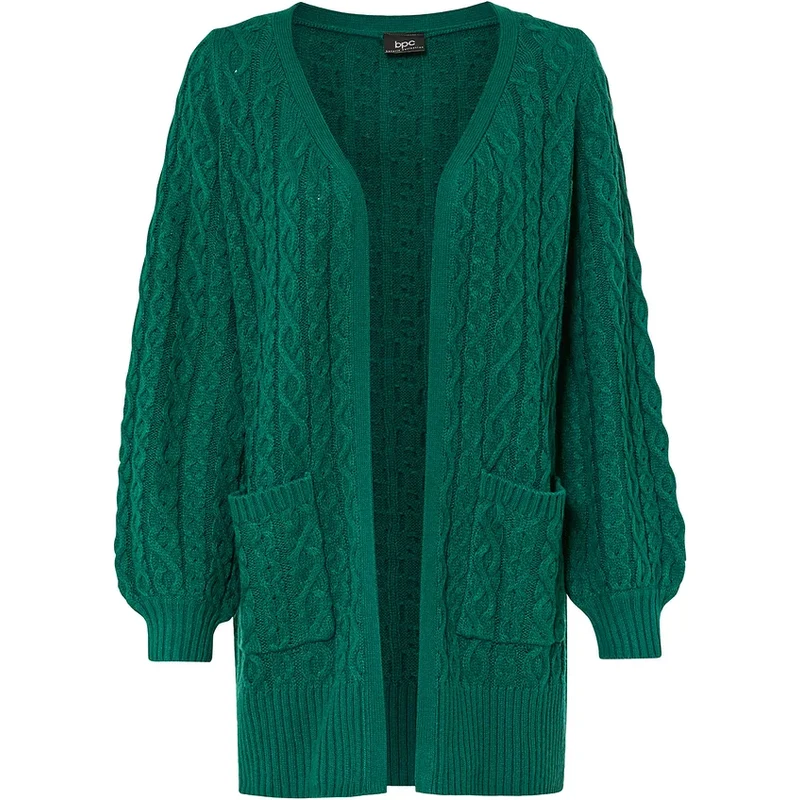 bonprix Dlhý pletený sveter, farba zelená 45719882