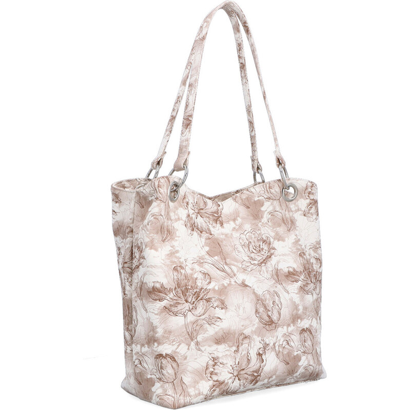 Kabelka zo syntetickej kože cez rameno Carmelo béžová 4345 BE 64020783