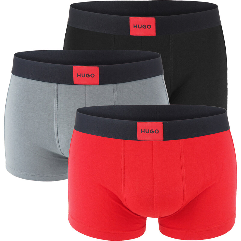 HUGO - boxerky 3PACK eco friendly cotton stretch black & red / modern 62593825