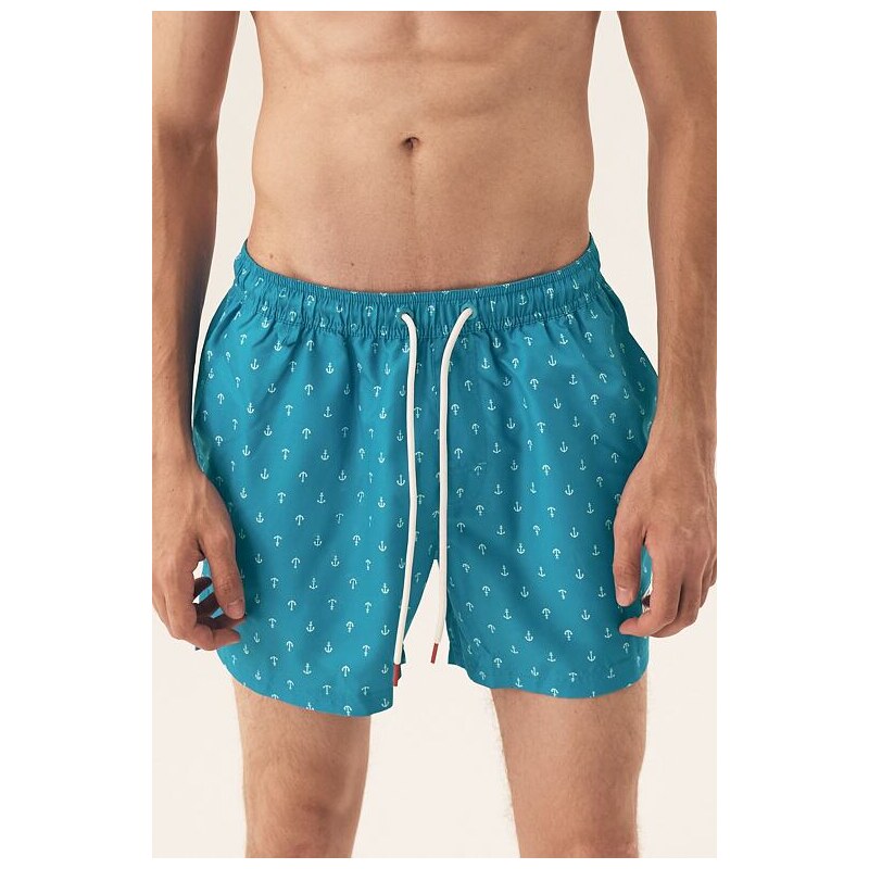 Henderson Pánske plavky Rook tyrkysové s kotvami 62661259
