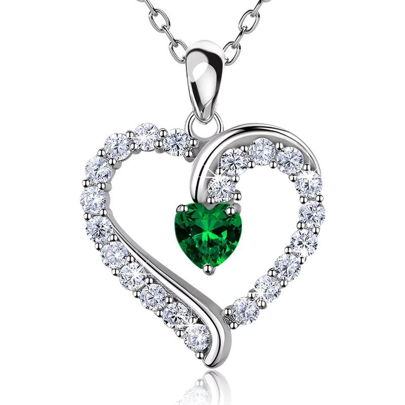 Olivie Stříbrný náhrdelník ZELENÉ SRDCE 9439 65048831