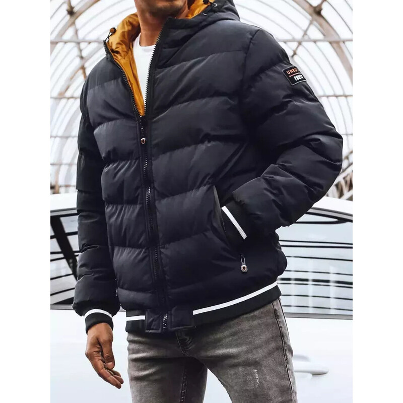 BASIC Horčicovo-modrá obojstranná pánska zimná bunda TX4196 35493679