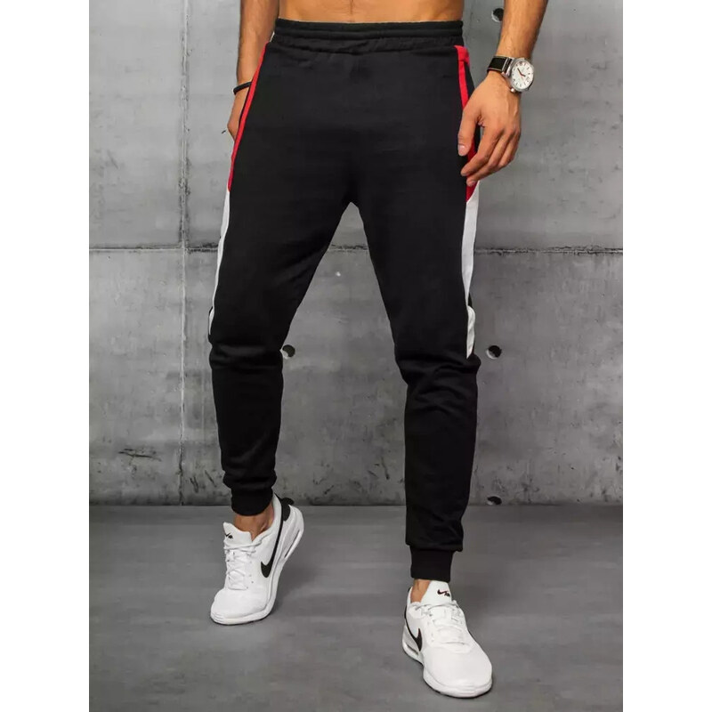 BASIC Čierne pánske tepláky s pruhmi UX3202 36472265