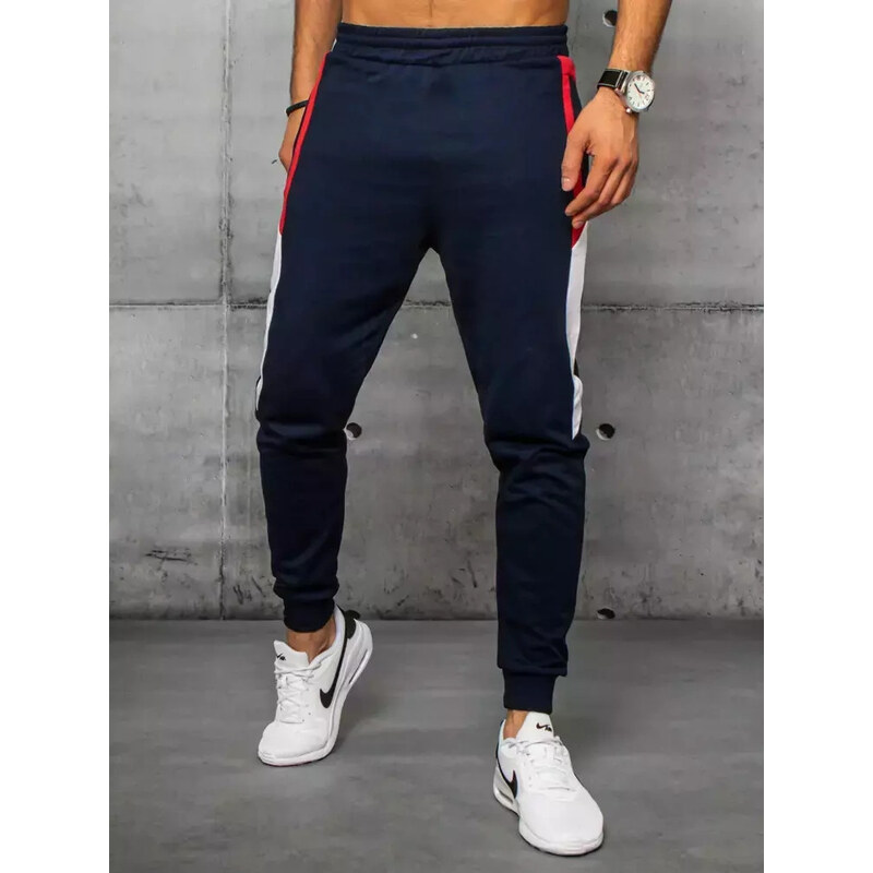 BASIC Tmavomodré pánske tepláky s pruhmi UX3203 36472266