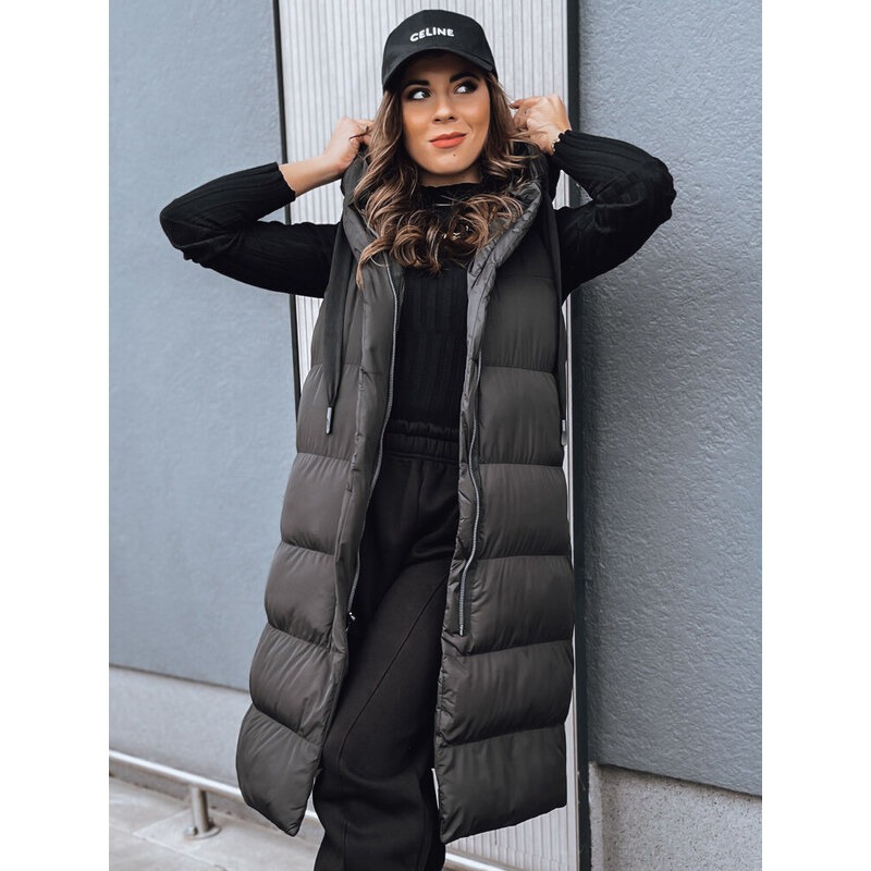 BASIC Čierna dlhá prešívaná vesta NEEKO TY4045 47889137