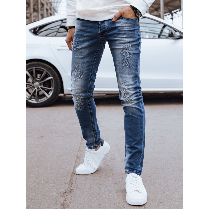 BASIC Modré džínsy s módnymi odreninami UX4294 52672032