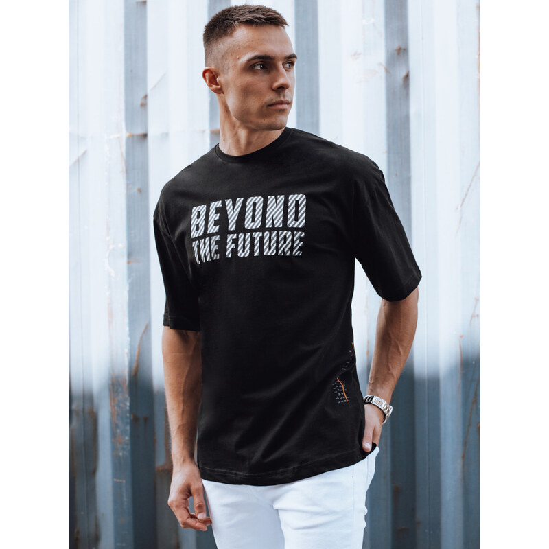 BASIC Čierne pánske tričko s nápisom BEYOND THE FUTURE RX5526 52699098