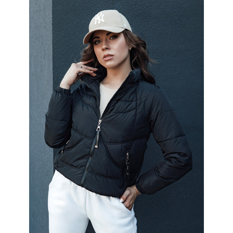 BASIC Dámska čierna prešívaná bunda so stojačikom SALECA TY4414 57479061