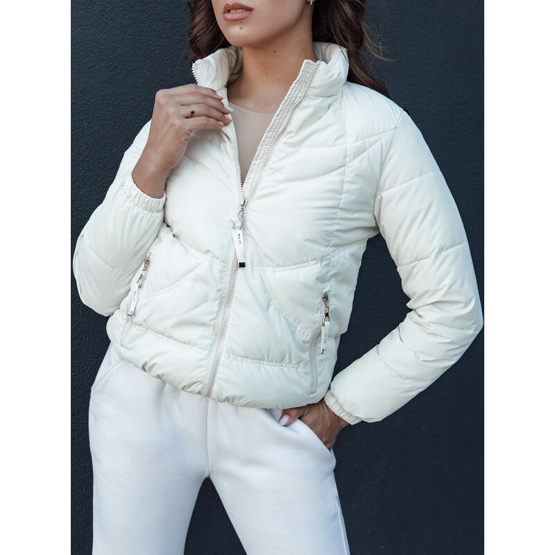 BASIC Dámska ecru prešívaná bunda so stojačikom SALECA TY4401 57479062