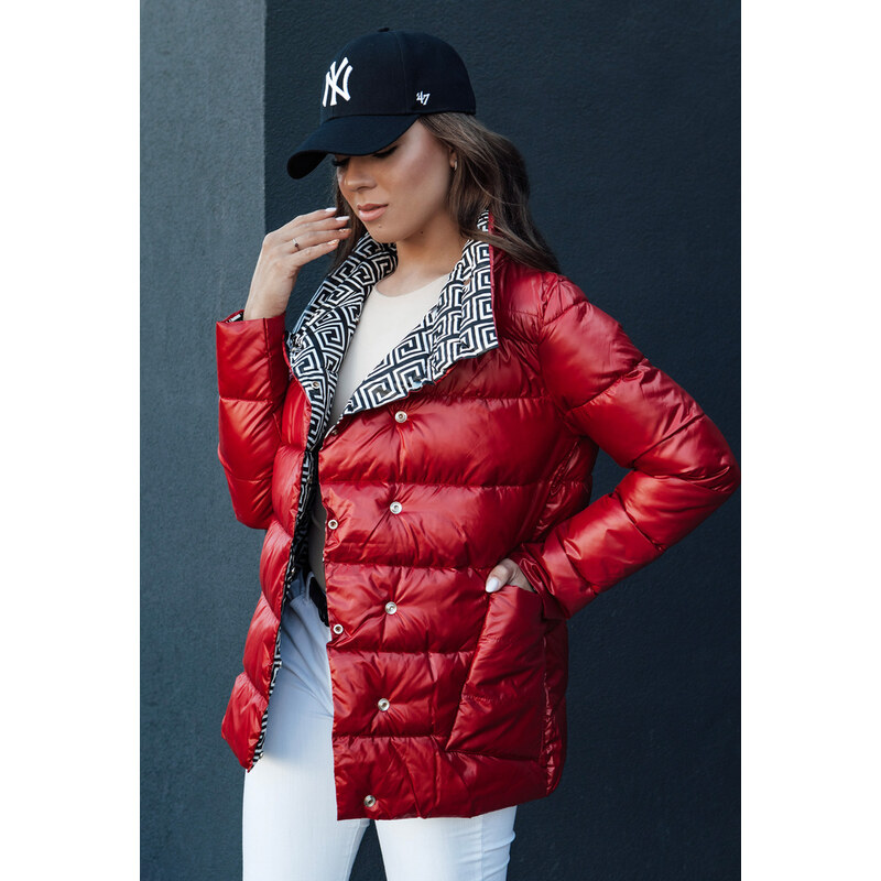BASIC Dámska červená obojstranná prešívaná bunda DELSY TY4417 57725745