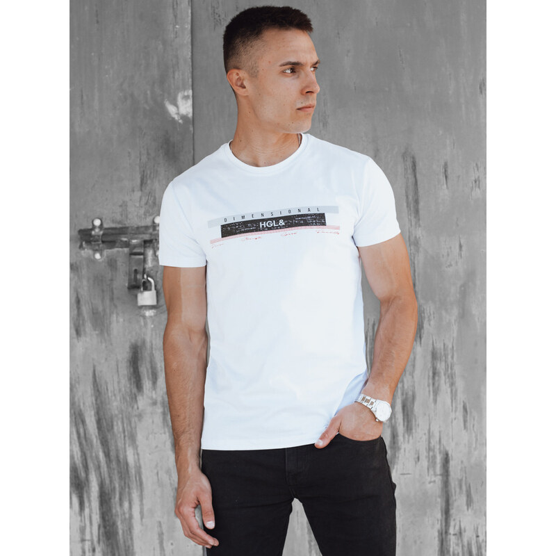 BASIC Biele pánske tričko s nápisom RX5556 52699091