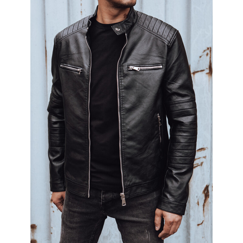 BASIC Pánska čierna koženková bunda TX4736 58256910