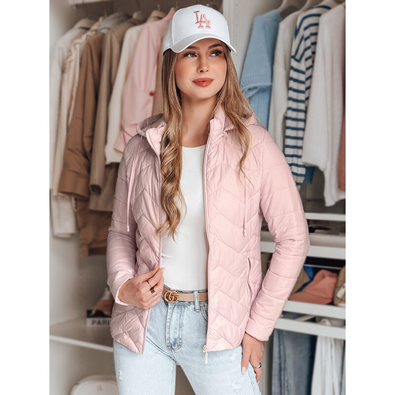 BASIC Svetloružová dámska prechodná prešívaná bunda ZIPZAB TY4866 62600401