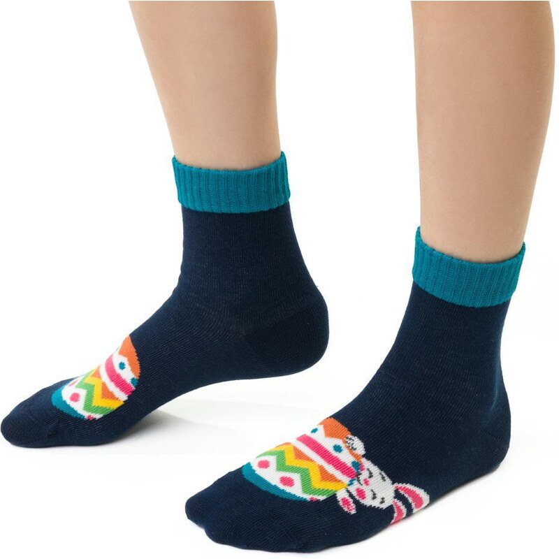 BASIC Tmavomodré detské veľkonočné ponožky Art.014 JL043, NAVY BLUE 62600443