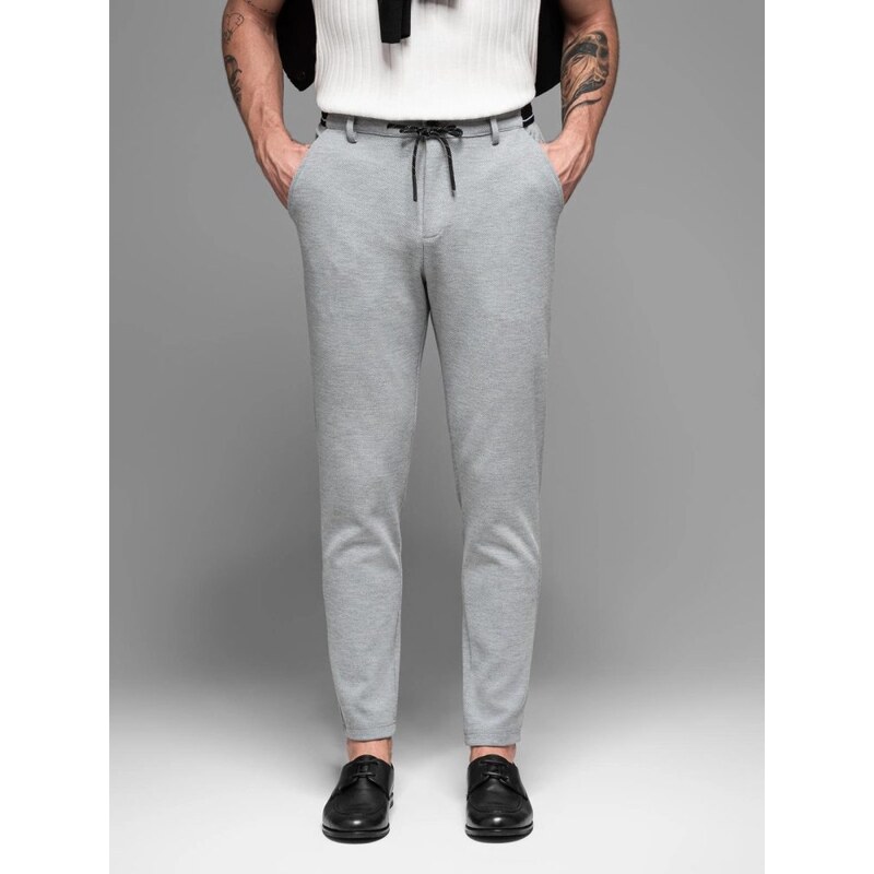 Ombre Clothing Trendy šedé nohavice s pružným pásom V1 PACP-0116 61803545