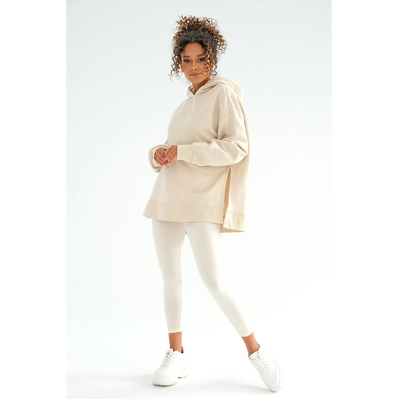Mosquito Dámska predĺžená mikina s kapucňou Soho vanilková, Farba 62842788