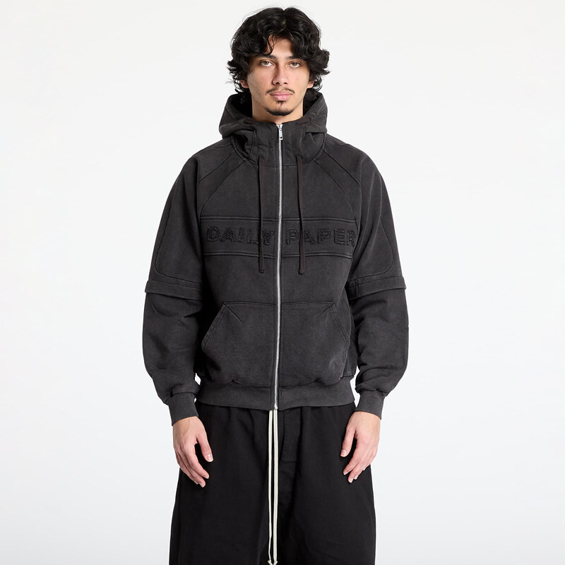 Mikina Daily Paper Garment Wash Zip Up Hoodie UNISEX Black L 61590942