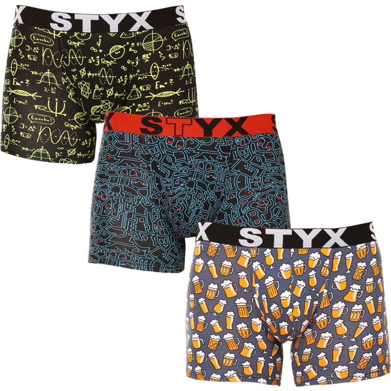3PACK pánske boxerky Styx long športová guma viacfarebné (3U12672) 45492748