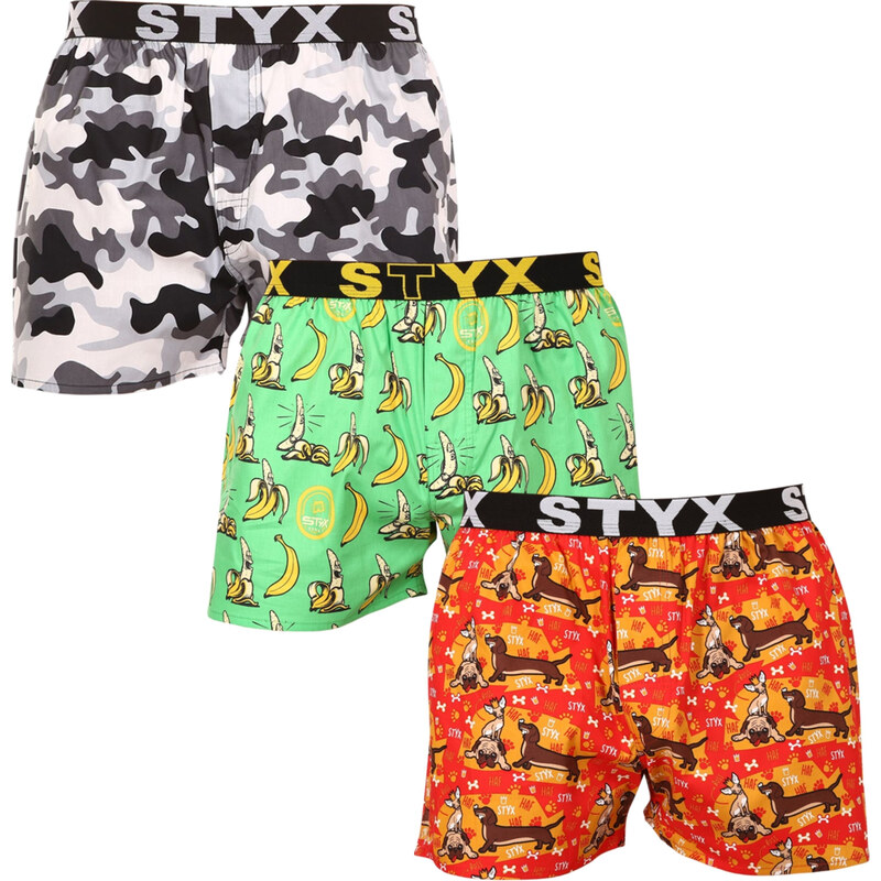 3PACK pánske trenky Styx art športová guma viacfarebné (3B13497) 39641286