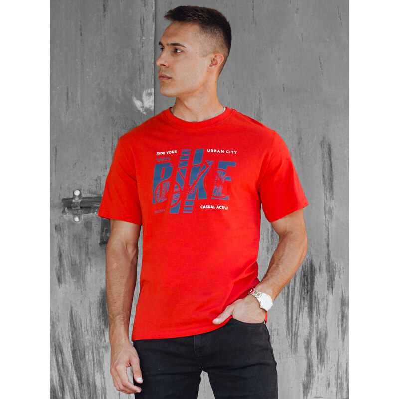 BASIC Oranžové pánske tričko s potlačou BIKE RX5448 52672722