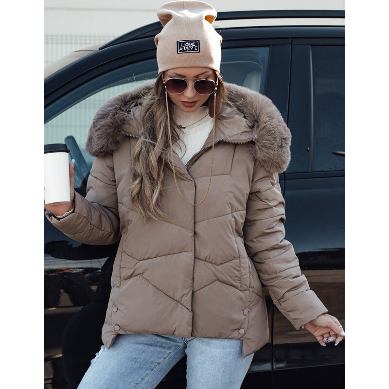 BASIC Dámska zimná svetlohnedá prešívaná bunda FIXMIX TY4674 58221083