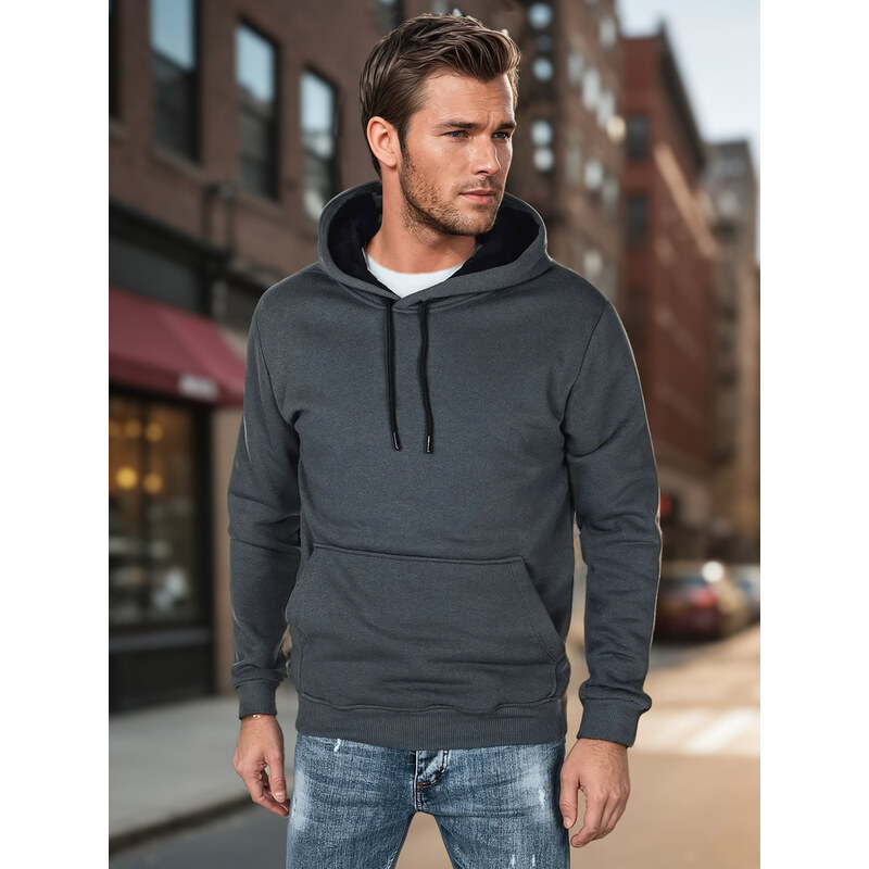 BASIC Tmavosivá pánska mikina s kapucňou BX5863 62619314