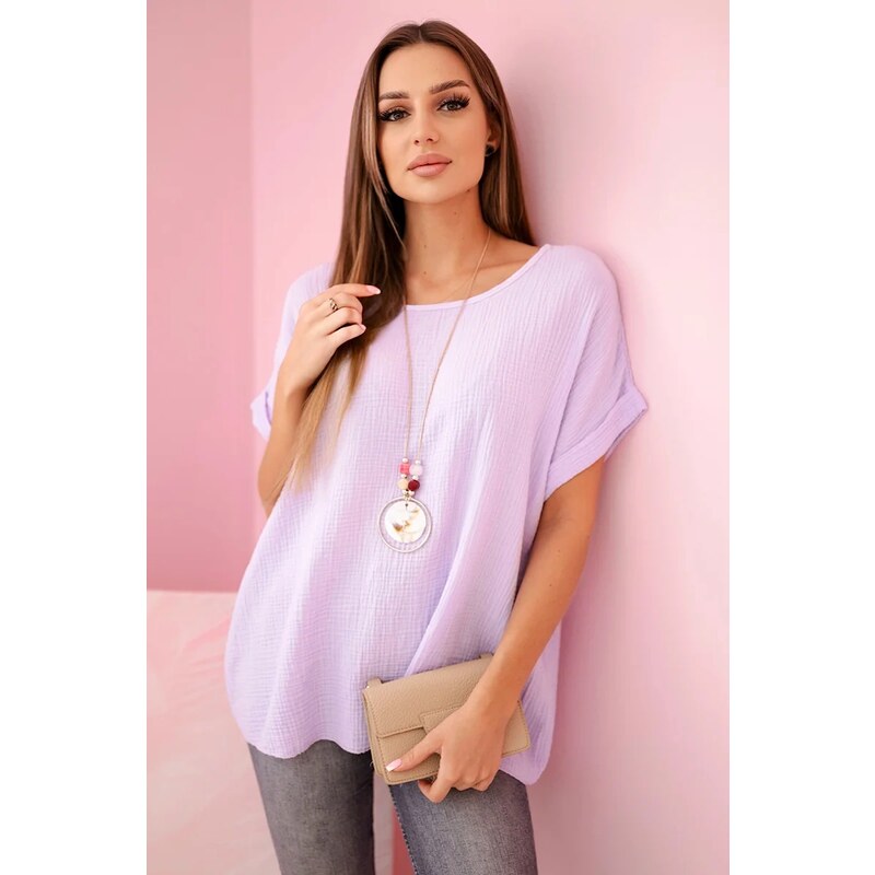 Kesi Mušelínová blúzka s náhrdelníkom džínsovina 62602103