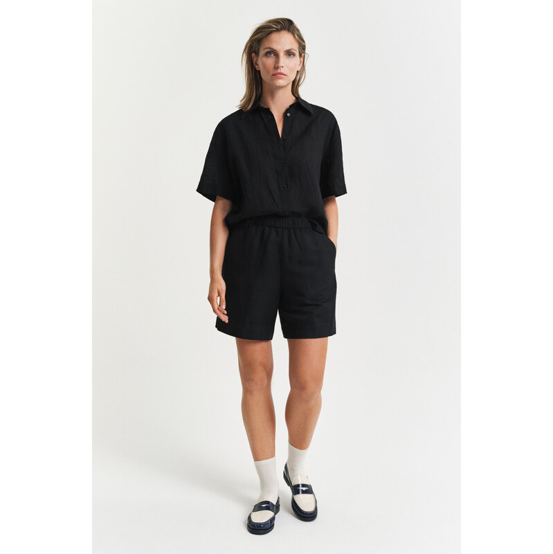 ŠORTKY GANT REL LINEN BLEND PULL ON SHORTS BLACK 62622077