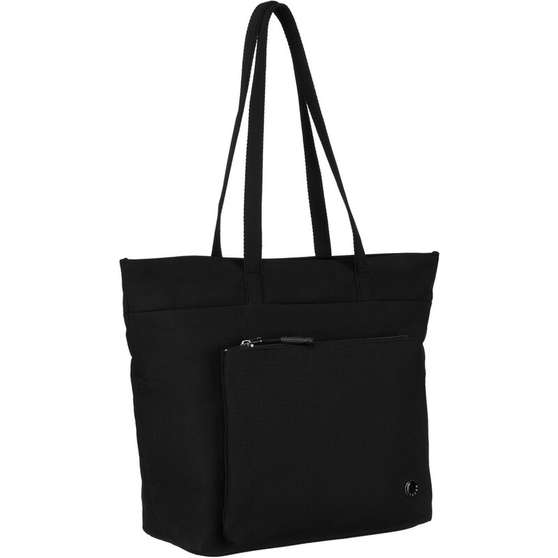 Stylowa shopperka damska z poliestru w czarnym kolorze zawieszona na 62623399