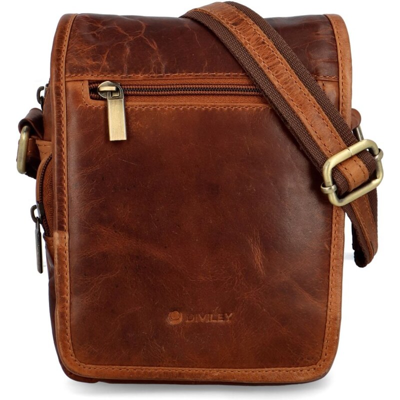 DIVILEY Pánska kožená taška cez rameno Marek koňak 49081075