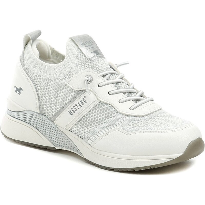 Mustang 1358-321-1 biele dámske poltopánky na kline 62633274