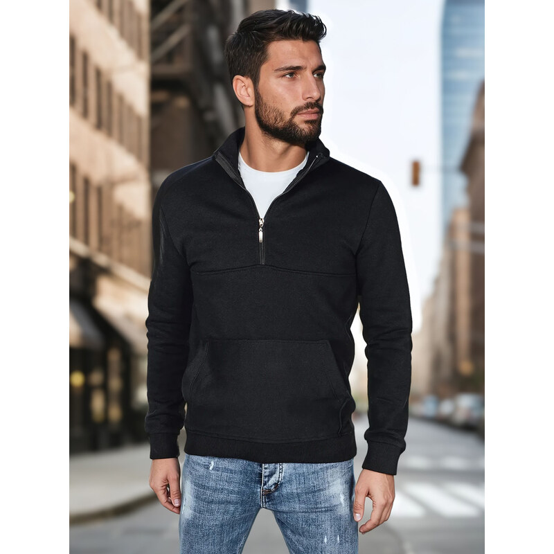 BASIC Čierna pánska mikina so stojačikom a klokaním vreckom BX5885 62634278