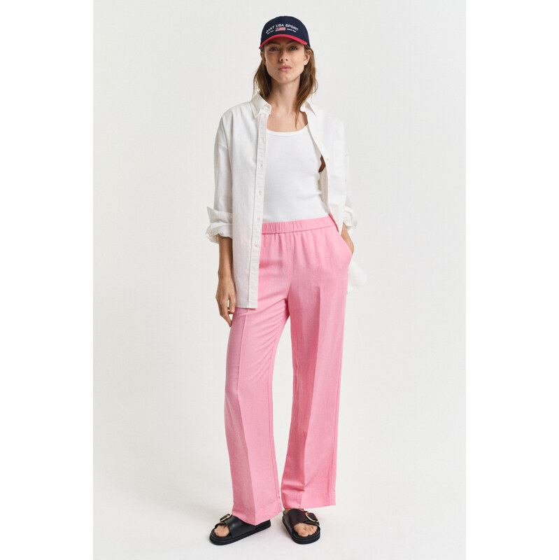 NOHAVICE GANT REL LINEN BLEND PULL ON PANTS GERANIUM PINK 62638499