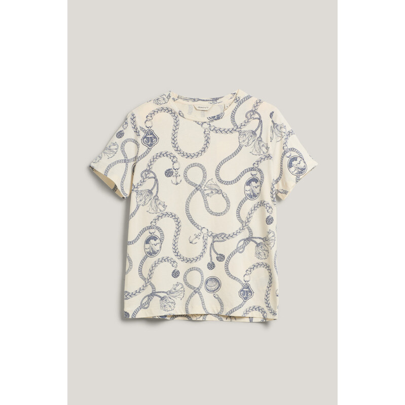 TRIČKO GANT REG SAILING PRINT SS T-SHIRT CREAM 62638500