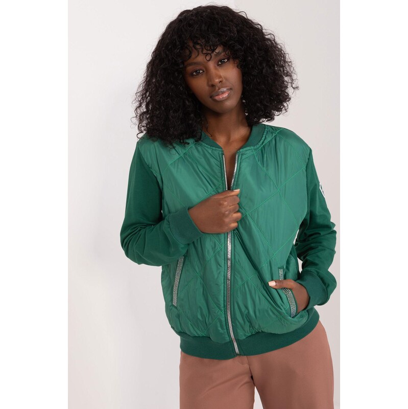MladaModa Prešívaná mikina bomberka na zips model 22305 zelená 62639588