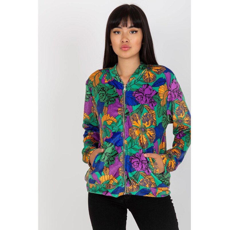 MladaModa Vzorovaná mikina na zips model 19945 zelená 62639593