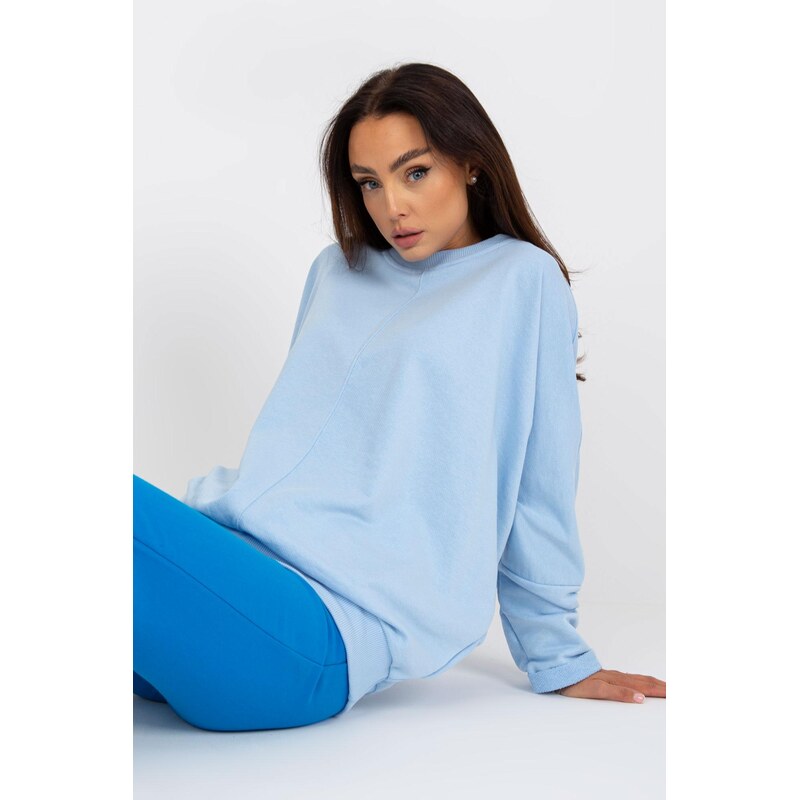 MladaModa Oversize mikina bez kapucne model 08056 svetlomodrá 62639599