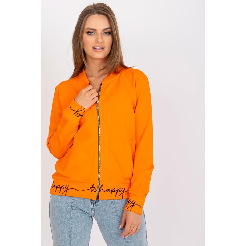 MladaModa Mikina na zips s nápismi Happy oranžová 62639607
